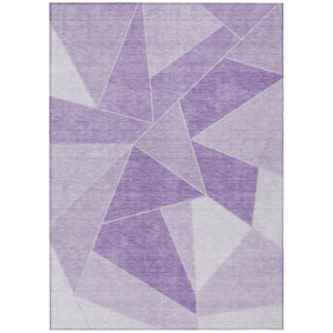 HomeRoots 5' Vibrant Lilac and Purple Geometric Washable Area Rug for Indoor and Outdoor Spaces, Durable Design 5' X 8' 579566