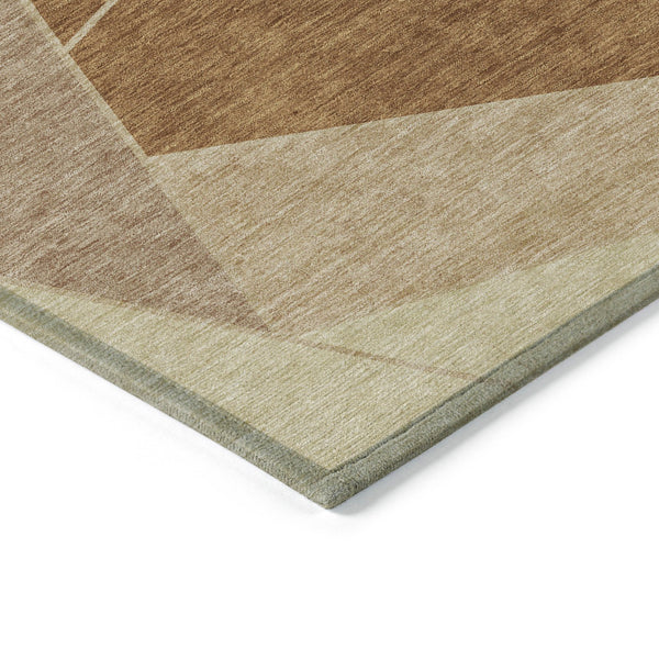 Homeroots 3' Geometric Artichoke Green Area Rug - Stylish Washable Design For Indoor & Outdoor Spaces 5' X 8' Polyester 579572