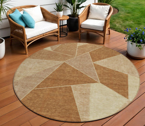 Homeroots 3' Geometric Artichoke Green Area Rug - Stylish Washable Design For Indoor & Outdoor Spaces 8' Round Polyester 579573