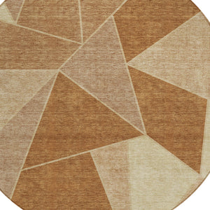 Homeroots 3' Geometric Artichoke Green Area Rug - Stylish Washable Design For Indoor & Outdoor Spaces 8' Round Polyester 579573