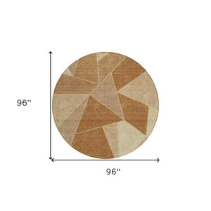 Homeroots 3' Geometric Artichoke Green Area Rug - Stylish Washable Design For Indoor & Outdoor Spaces 8' Round Polyester 579573