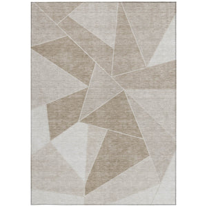 Homeroots 3' Geometric Artichoke Green Area Rug - Stylish Washable Design For Indoor & Outdoor Spaces 5' X 8' Polyester 579584