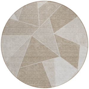 Homeroots 3' Geometric Artichoke Green Area Rug - Stylish Washable Design For Indoor & Outdoor Spaces 8' Round Polyester 579585