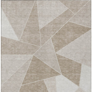 Homeroots 3' Geometric Artichoke Green Area Rug - Stylish Washable Design For Indoor & Outdoor Spaces 9' X 12' Polyester 579587