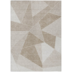 HomeRoots 9' Taupe Brown and Beige Geometric Area Rug - Durable, Washable Design for Indoor and Outdoor Spaces 9' X 12' 579587