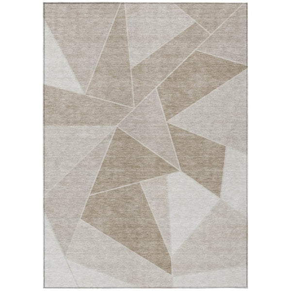 HomeRoots 9' Taupe Brown and Beige Geometric Area Rug - Durable, Washable Design for Indoor and Outdoor Spaces 9' X 12' 579587