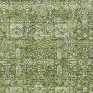 Homeroots 3' Artichoke Green & Ivory Oriental Washable Area Rug - Durable Indoor/Outdoor Design For Every Space 3' X 5' Polyester 579589