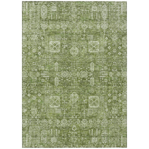 HomeRoots 5' Artichoke Green Ivory Oriental Washable Rug – Durable, Stain-Resistant for Indoor & Outdoor Use 8' X 10' 579592