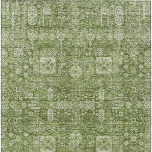 Homeroots 3' Artichoke Green & Ivory Oriental Washable Area Rug - Durable Indoor/Outdoor Design For Every Space 8' X 10' Polyester 579592