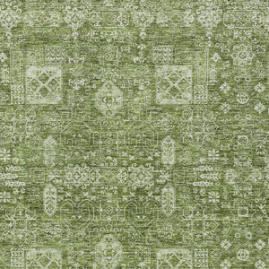 Homeroots 3' Artichoke Green & Ivory Oriental Washable Area Rug - Durable Indoor/Outdoor Design For Every Space 9' X 12' Polyester 579593