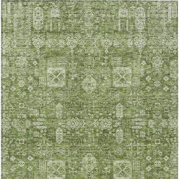 Homeroots 3' Artichoke Green & Ivory Oriental Washable Area Rug - Durable Indoor/Outdoor Design For Every Space 10' X 14' Polyester 579594
