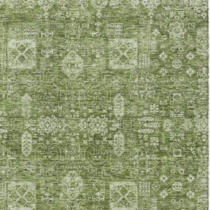 Homeroots 3' Artichoke Green & Ivory Oriental Washable Area Rug - Durable Indoor/Outdoor Design For Every Space 10' X 14' Polyester 579594