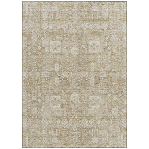 Homeroots 3' Artichoke Green & Ivory Oriental Washable Area Rug - Durable Indoor/Outdoor Design For Every Space 3' X 5' Polyester 579595