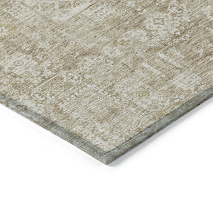 Homeroots 3' Artichoke Green & Ivory Oriental Washable Area Rug - Durable Indoor/Outdoor Design For Every Space 3' X 5' Polyester 579595