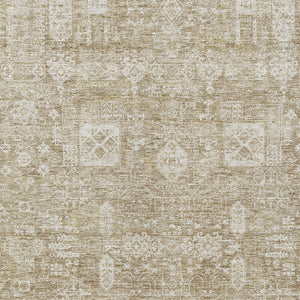 Homeroots 3' Artichoke Green & Ivory Oriental Washable Area Rug - Durable Indoor/Outdoor Design For Every Space 3' X 5' Polyester 579595