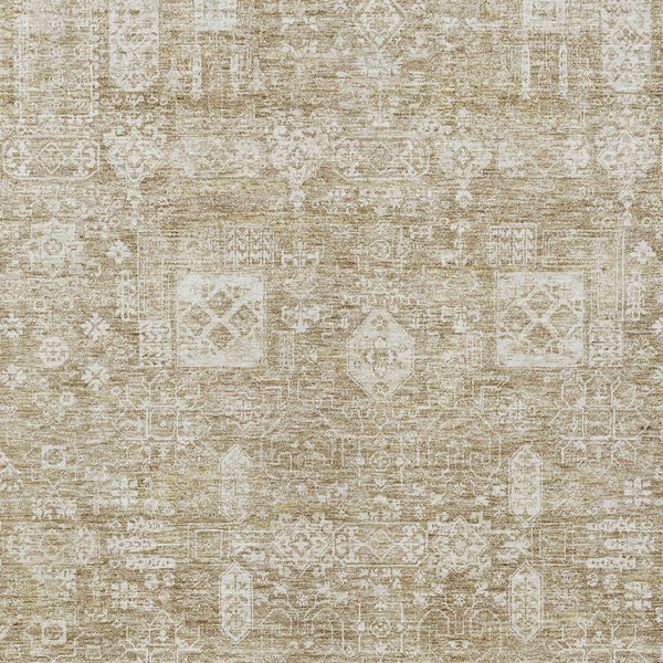 Homeroots 3' Artichoke Green & Ivory Oriental Washable Area Rug - Durable Indoor/Outdoor Design For Every Space 3' X 5' Polyester 579595