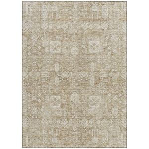 Homeroots 3' Artichoke Green & Ivory Oriental Washable Area Rug - Durable Indoor/Outdoor Design For Every Space 5' X 8' Polyester 579596