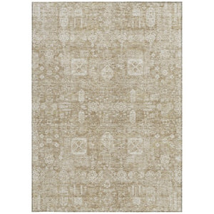 Homeroots 3' Artichoke Green & Ivory Oriental Washable Area Rug - Durable Indoor/Outdoor Design For Every Space 8' X 10' Polyester 579598