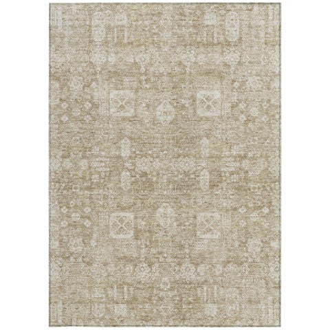 Homeroots 3' Artichoke Green & Ivory Oriental Washable Area Rug - Durable Indoor/Outdoor Design For Every Space 8' X 10' Polyester 579598