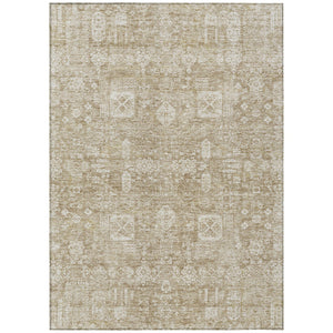 Homeroots 3' Artichoke Green & Ivory Oriental Washable Area Rug - Durable Indoor/Outdoor Design For Every Space 8' X 10' Polyester 579598
