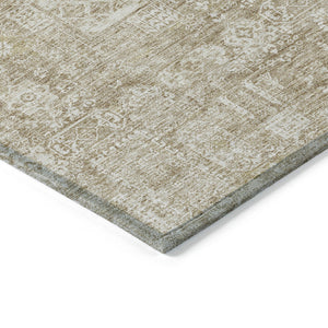Homeroots 3' Artichoke Green & Ivory Oriental Washable Area Rug - Durable Indoor/Outdoor Design For Every Space 8' X 10' Polyester 579598