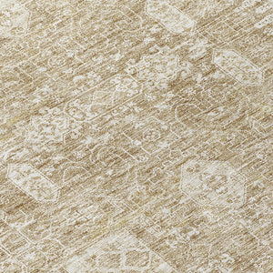 Homeroots 3' Artichoke Green & Ivory Oriental Washable Area Rug - Durable Indoor/Outdoor Design For Every Space 8' X 10' Polyester 579598