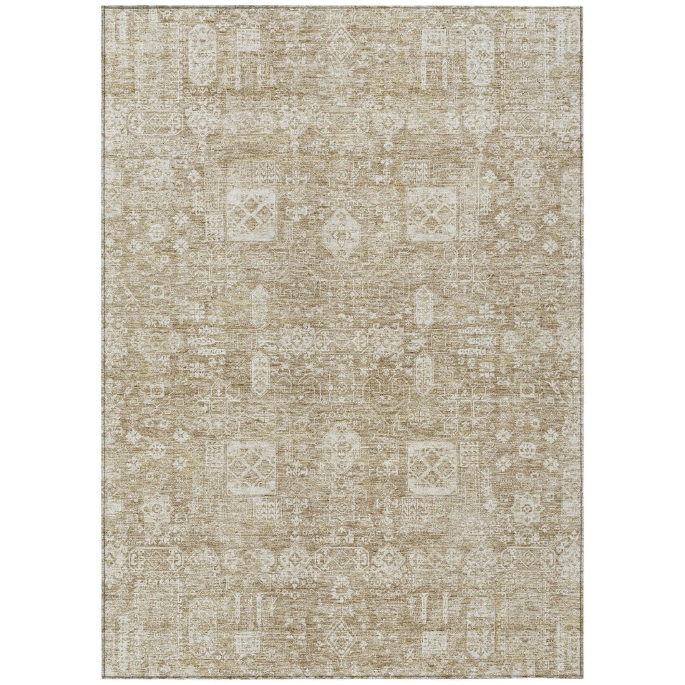 HomeRoots 9' Timeless Beige Tan and Ivory Oriental Washable Area Rug for Indoor and Outdoor Elegance 9' X 12' 579599