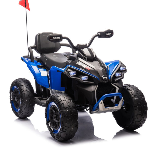 English Elm 24v Kids Electric Atv Xxxl Off-road Ride on with Remote Parental Control and Bluetooth Blue W1578P228313