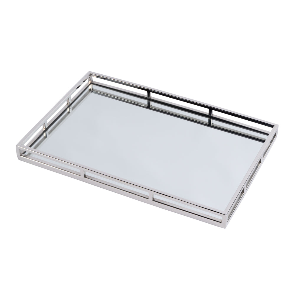 Winona Rectangular Metal Serving Tray 5796016 Silver Butler Specialty