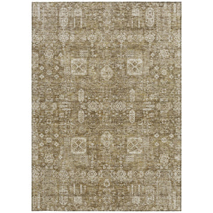 Homeroots 3' Artichoke Green & Ivory Oriental Washable Area Rug - Durable Indoor/Outdoor Design For Every Space 3' X 5' Polyester 579601