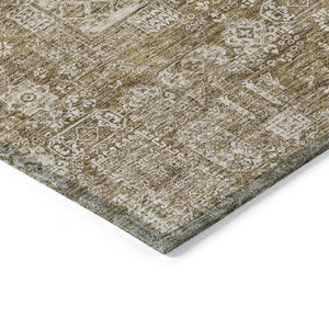 Homeroots 3' Artichoke Green & Ivory Oriental Washable Area Rug - Durable Indoor/Outdoor Design For Every Space 3' X 5' Polyester 579601