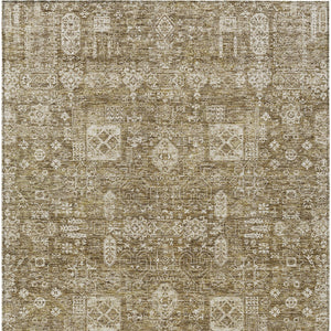 Homeroots 3' Artichoke Green & Ivory Oriental Washable Area Rug - Durable Indoor/Outdoor Design For Every Space 3' X 5' Polyester 579601