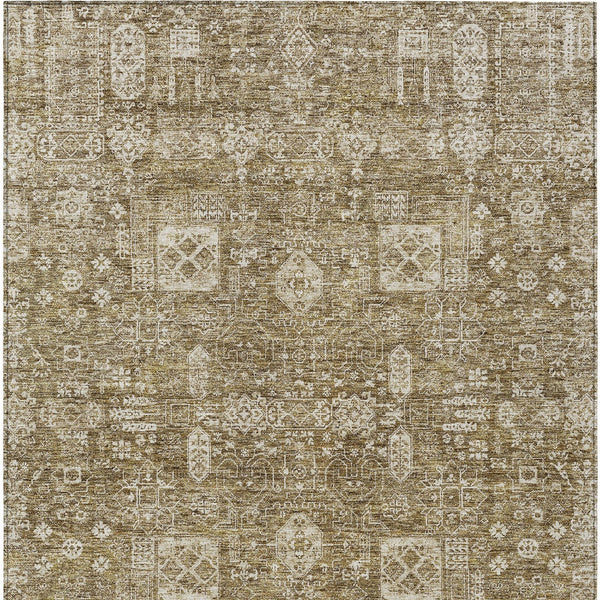 Homeroots 3' Artichoke Green & Ivory Oriental Washable Area Rug - Durable Indoor/Outdoor Design For Every Space 3' X 5' Polyester 579601