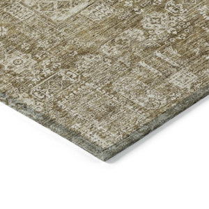Homeroots 3' Artichoke Green & Ivory Oriental Washable Area Rug - Durable Indoor/Outdoor Design For Every Space 5' X 8' Polyester 579602