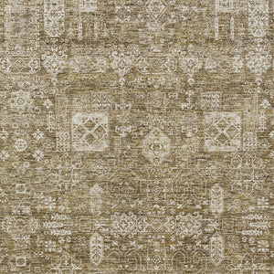 Homeroots 3' Artichoke Green & Ivory Oriental Washable Area Rug - Durable Indoor/Outdoor Design For Every Space 5' X 8' Polyester 579602