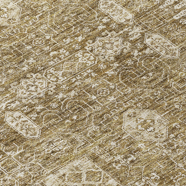 Homeroots 3' Artichoke Green & Ivory Oriental Washable Area Rug - Durable Indoor/Outdoor Design For Every Space 5' X 8' Polyester 579602