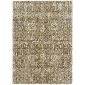 Homeroots 3' Artichoke Green & Ivory Oriental Washable Area Rug - Durable Indoor/Outdoor Design For Every Space 9' X 12' Polyester 579605