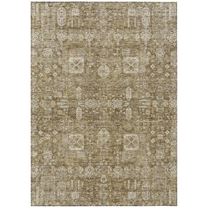 HomeRoots 9' Elegant Brown, Beige, and Ivory Oriental Washable Area Rug for Indoor & Outdoor Spaces, Durable 9' X 12' 579605