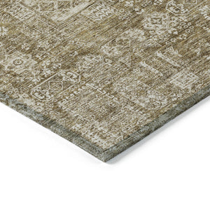 Homeroots 3' Artichoke Green & Ivory Oriental Washable Area Rug - Durable Indoor/Outdoor Design For Every Space 9' X 12' Polyester 579605