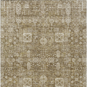 Homeroots 3' Artichoke Green & Ivory Oriental Washable Area Rug - Durable Indoor/Outdoor Design For Every Space 9' X 12' Polyester 579605