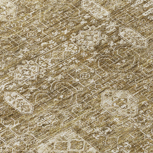 Homeroots 3' Artichoke Green & Ivory Oriental Washable Area Rug - Durable Indoor/Outdoor Design For Every Space 9' X 12' Polyester 579605