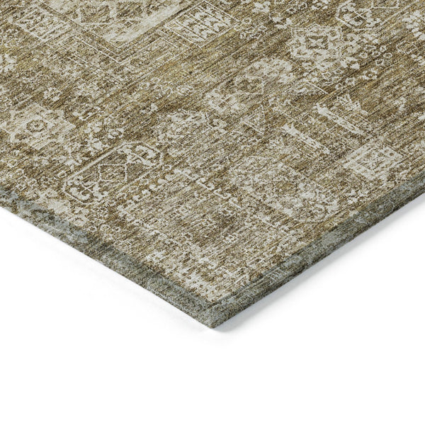 Homeroots 3' Artichoke Green & Ivory Oriental Washable Area Rug - Durable Indoor/Outdoor Design For Every Space 10' X 14' Polyester 579606