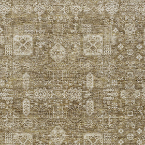 Homeroots 3' Artichoke Green & Ivory Oriental Washable Area Rug - Durable Indoor/Outdoor Design For Every Space 10' X 14' Polyester 579606