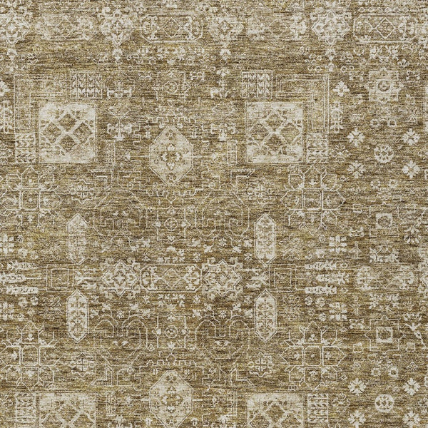 Homeroots 3' Artichoke Green & Ivory Oriental Washable Area Rug - Durable Indoor/Outdoor Design For Every Space 10' X 14' Polyester 579606