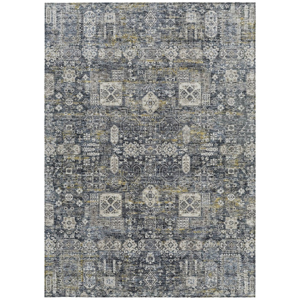 Homeroots 3' Artichoke Green & Ivory Oriental Washable Area Rug - Durable Indoor/Outdoor Design For Every Space 3' X 5' Polyester 579607