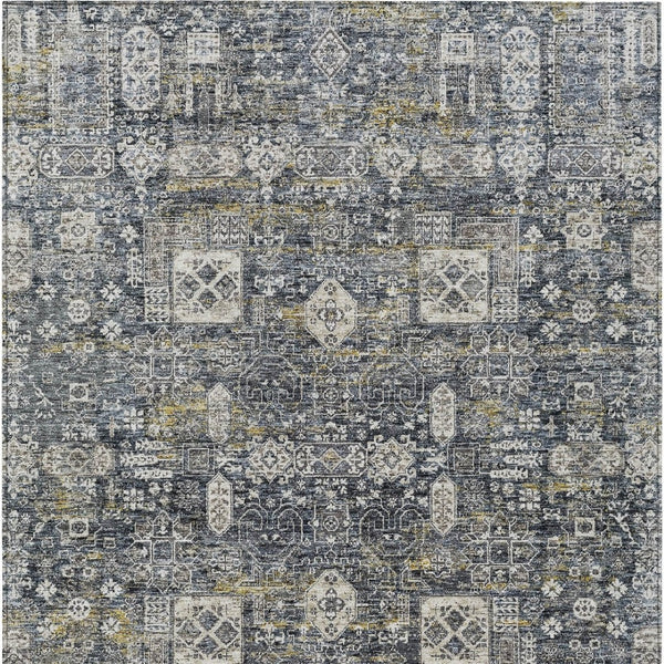 Homeroots 3' Artichoke Green & Ivory Oriental Washable Area Rug - Durable Indoor/Outdoor Design For Every Space 5' X 8' Polyester 579608