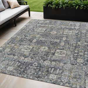 Homeroots 3' Artichoke Green & Ivory Oriental Washable Area Rug - Durable Indoor/Outdoor Design For Every Space 5' X 8' Polyester 579608