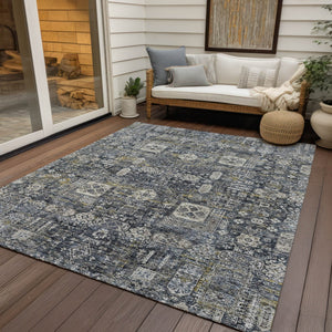 Homeroots 3' Artichoke Green & Ivory Oriental Washable Area Rug - Durable Indoor/Outdoor Design For Every Space 5' X 8' Polyester 579608
