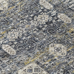 Homeroots 3' Artichoke Green & Ivory Oriental Washable Area Rug - Durable Indoor/Outdoor Design For Every Space 8' Round Polyester 579609