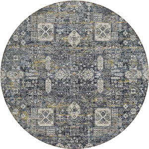 Homeroots 3' Artichoke Green & Ivory Oriental Washable Area Rug - Durable Indoor/Outdoor Design For Every Space 8' Round Polyester 579609